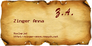 Zinger Anna névjegykártya