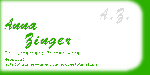 anna zinger business card